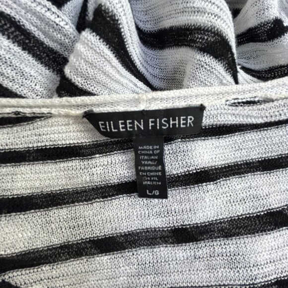 Eileen Fisher Womens Striped V-Neck Organic Linen Blend Tunic Top Large Casual - Picture 3 of 9